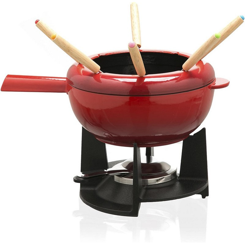 Navaris Service à Fondue - Appareil à Fondue en Fonte jusquà 6 Personnes  avec capacité 1200 ML - Caquelon Fondue savoyarde bourguignonne Chocolat :  : Cuisine et Maison