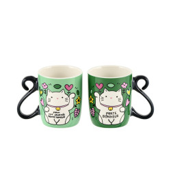 2 TASSES A CAFE CHAT BONHEUR